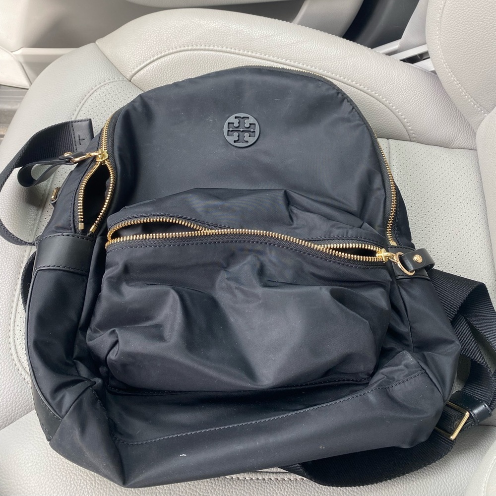 Tory Burch Black Backpack with Gold Accents